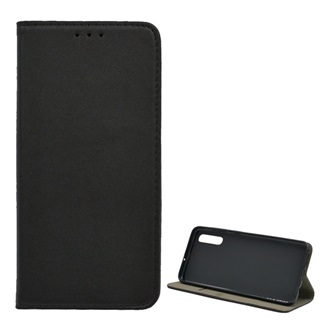 Samsung A50s Gigapack Tok álló, bőr hatású FLIP, asztali tartó, FEKETE