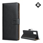 Samsung A51 5G Gigapack tok álló, valódi bőr FLIP, asztali tartó, FEKETE