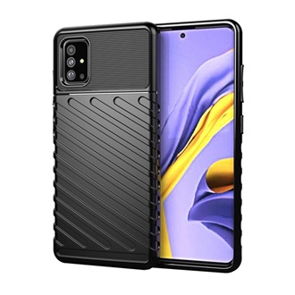 Samsung A51 Gigapack szilikon telefonvédő ütésállóság, dombor minta, FEKETE