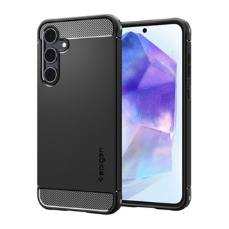 Samsung A55 5G SPIGEN RUGGED ARMOR szilikon telefonvédő ütésállóság, karbon minta, FEKETE