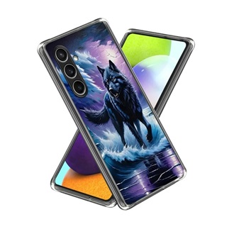 Samsung A57 5G GIGAPACK Szilikon telefonvédő ultravékony, farkas minta, FEKETE
