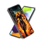 Samsung A57 5G GIGAPACK Szilikon telefonvédő ultravékony, lángoló lovag minta, FEKETE