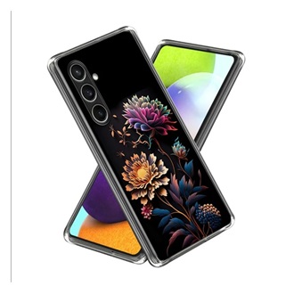 Samsung A57 5G GIGAPACK Szilikon telefonvédő ultravékony, virág minta, FEKETE
