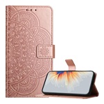 Samsung A57 5G GIGAPACK Tok álló, bőr hatású FLIP, mandala, ROZÉARANY