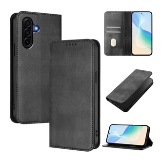 Samsung A57 5G GIGAPACK Tok álló, bőr hatású FLIP, prémium, FEKETE