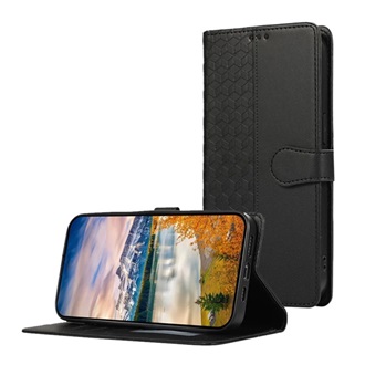 Samsung A57 5G GIGAPACK Tok álló, bőr hatású FLIP, prémium + kézpánt, FEKETE