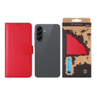 Samsung A57 5G TACTICAL FIELD NOTES tok álló, bőr hatású FLIP, prémium, PIROS