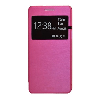 Samsung A5 (2015) Gigapack Tok álló, bőr hatású FLIP, szálcsiszolt mintázat, MAGENTA