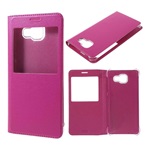 Samsung A5 (2016) Gigapack Tok álló, bőr hatású FLIP, ablakos, MAGENTA