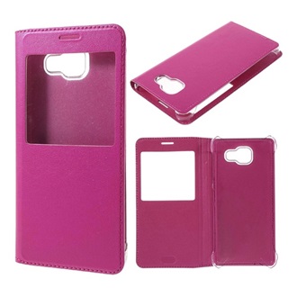 Samsung A5 (2016) Gigapack Tok álló, bőr hatású FLIP, ablakos, MAGENTA