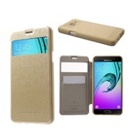 Samsung A5 (2016) MERCURY Wow tok álló, bőr hatású FLIP, textil minta, ARANY