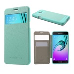 Samsung A5 (2016) MERCURY Wow tok álló, bőr hatású FLIP, textil minta, CYAN