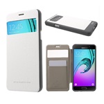 Samsung A5 (2016) MERCURY Wow tok álló, bőr hatású FLIP, textil minta, FEHÉR