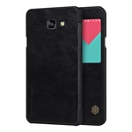 Samsung A5 (2016) NILLKIN QIN tok álló, bőr hatású aktív FLIP, ablakos, FEKETE