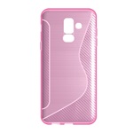 Samsung A6+ (2018) Gigapack Szilikon telefonvédő S-line, karbon minta, RÓZSASZÍN