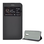 Samsung A6+ (2018) Gigapack Tok álló, bőr hatású FLIP, ablakos, FEKETE