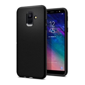 Samsung A6 (2018) SPIGEN LIQUID AIR szilikon telefonvédő ütésállóság, rombusz, FEKETE