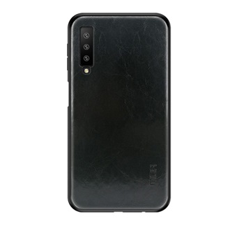 Samsung A7 (2018) MOFI szilikon telefonvédő bőr hatású hátlap FEKETE