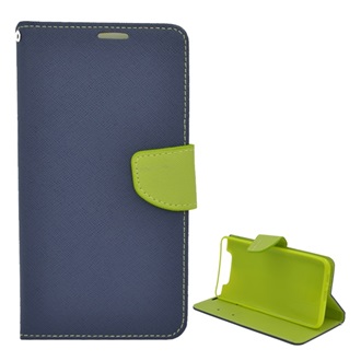 Samsung A80 Gigapack Tok álló, bőr hatású FLIP, textil minta, SÖTÉTKÉK/ZÖLD