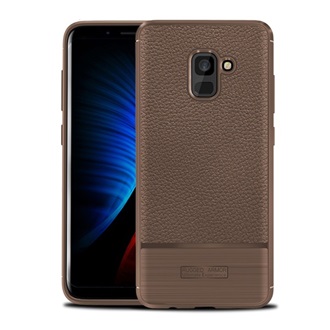 Samsung A8 Plus (2018) Gigapack Szilikon telefonvédő ütésállóság, szálcsiszolt, BARNA