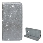 Samsung A8 Plus (2018) Gigapack Tok álló, bőr hatású FLIP, fémes, EZÜST