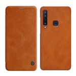Samsung A9 (2018) NILLKIN QIN tok álló, bőr hatású FLIP, kártyazseb, BARNA