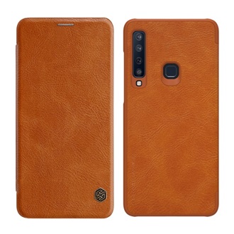 Samsung A9 (2018) NILLKIN QIN tok álló, bőr hatású FLIP, kártyazseb, BARNA