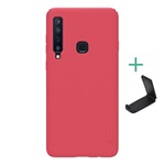 Samsung A9 (2018) NILLKIN SUPER FROSTED műanyag telefonvédő gumírozott, érdes felület + asztali tartó, PIROS