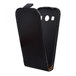 Samsung Ace 4 LTE Gigapack tok álló, bőr hatású FLIP, karbon minta, FEKETE