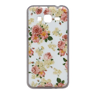 Samsung J3 (2016) Gigapack Szilikon telefonvédő fényes keret, rózsa, FEHÉR