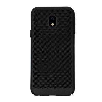 Samsung J3 (2017) Gigapack Műanyag telefonvédő gumírozott, lyukacsos, FEKETE