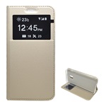 Samsung J3 (2017) Gigapack Tok álló, bőr hatású FLIP, ablakos, ARANY