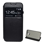 Samsung J3 (2017) Gigapack Tok álló, bőr hatású FLIP, ablakos, FEKETE