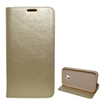 Samsung J3 (2017) Gigapack Tok álló, bőr hatású FLIP, asztali tartó, ARANY