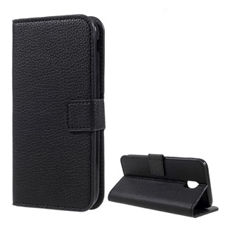 Samsung J3 (2017) Gigapack Tok álló, bőr hatású FLIP, prémium, FEKETE
