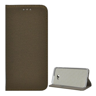 Samsung J4 Plus Gigapack tok álló, bőr hatású FLIP, rombusz, ARANYBARNA