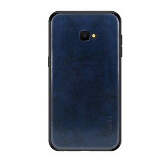 Samsung J4 Plus MOFI szilikon telefonvédő bőr hatású hátlap SÖTÉTKÉK