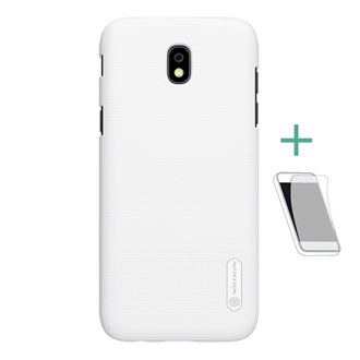 Samsung J5 (2017) NILLKIN SUPER FROSTED műanyag telefonvédő gumírozott, érdes felület + képernyővédő fólia, FEHÉR