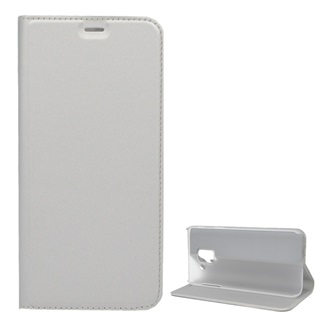 Samsung J6 (2018) Gigapack Tok álló, bőr hatású FLIP, asztali tartó, EZÜST