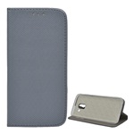 Samsung J6 (2018) Gigapack Tok álló, bőr hatású FLIP, rombusz, SZÜRKE