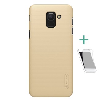 Samsung J6 (2018) NILLKIN SUPER FROSTED műanyag telefonvédő gumírozott, érdes felület + képernyővédő fólia, ARANY