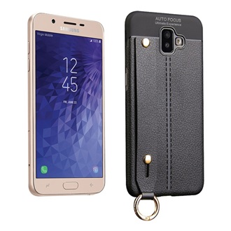 Samsung J6 Plus Gigapack szilikon telefonvédő ütésállóság, varrás minta + kézpánt, FEKETE