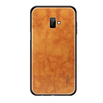 Samsung J6 Plus MOFI szilikon telefonvédő bőr hatású hátlap BARNA