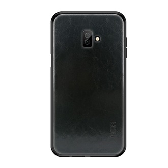 Samsung J6 Plus MOFI szilikon telefonvédő bőr hatású hátlap FEKETE