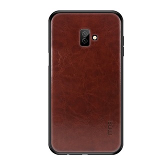 Samsung J6 Plus MOFI szilikon telefonvédő bőr hatású hátlap SÖTÉTBARNA