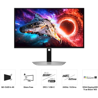 Samsung Odyssey G8 G80SH 27" OLED gaming monitor ezüst 240Hz G-Sync / FreeSync Premium Pro (USB-C: 98W)