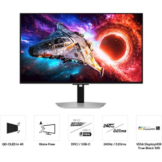 Samsung Odyssey G8 G80SH 32" OLED gaming monitor ezüst 240Hz G-Sync / FreeSync Premium Pro (USB-C: 98W)