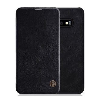 Samsung S10e NILLKIN QIN tok álló, bőr hatású FLIP, kártyazseb, FEKETE