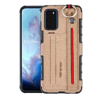 Samsung S20 5G Gigapack Szilikon telefonvédő ütésállóság, textil hátlap + kézpánt, BARNA