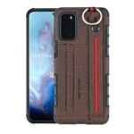 Samsung S20 5G Gigapack Szilikon telefonvédő ütésállóság, textil hátlap + kézpánt, SÖTÉTBARNA